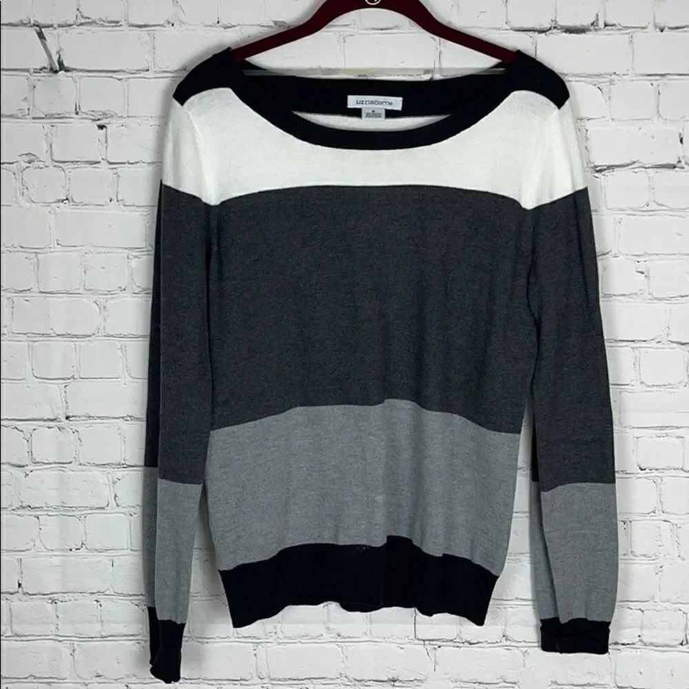 Liz Claiborne Black, Gray, White Sweater